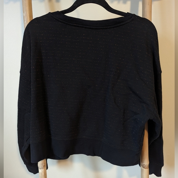 All Saints Black Cropped Sweatshirt with Gold Sparkle Threading / XS - Picture 2 of 5
